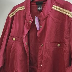 NWT military style jacket in burgundy from Lane Bryant. Size 26/28